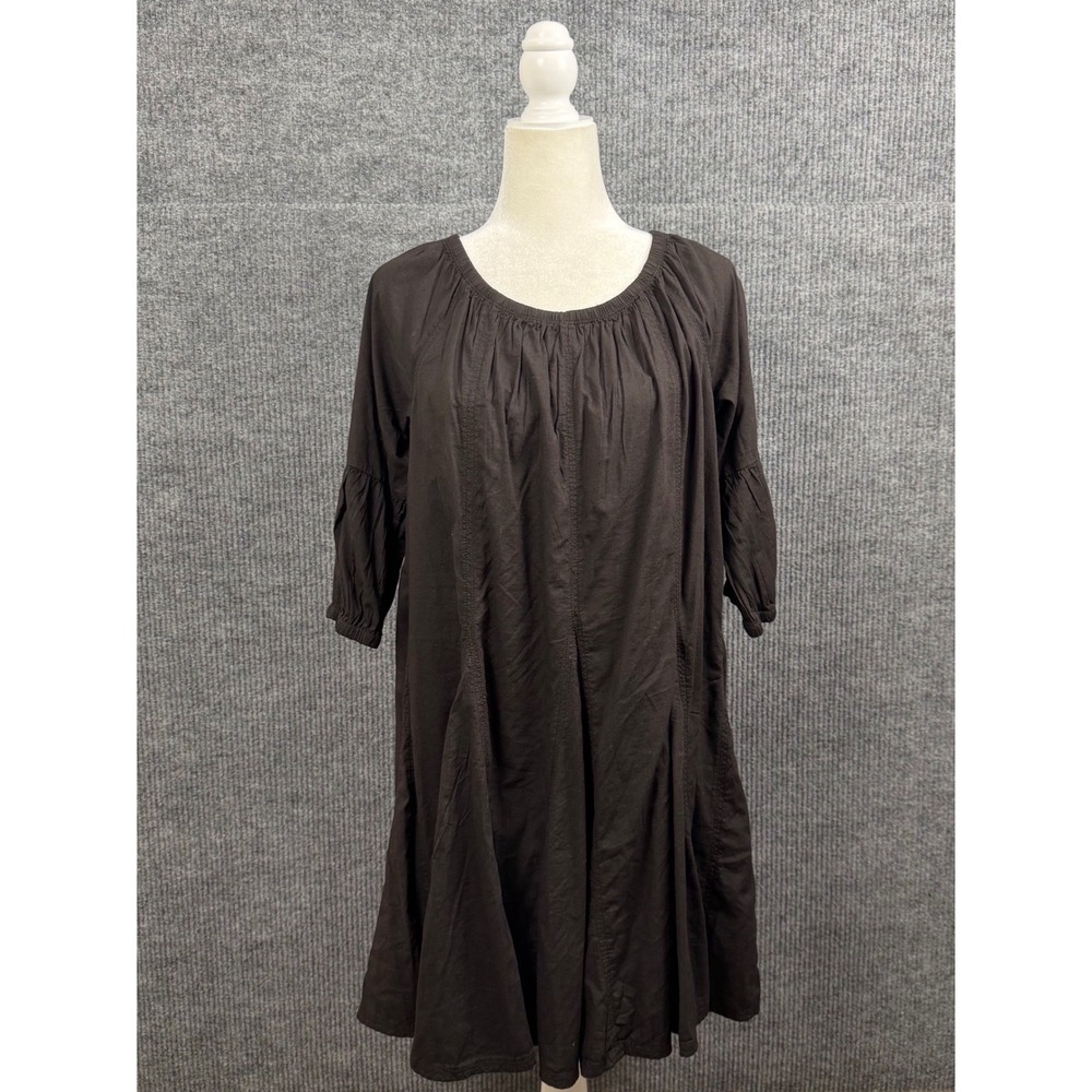 Daily Practice Anthropologie Dress Womens S Black Mini Peasant Boho Tie Back NEW